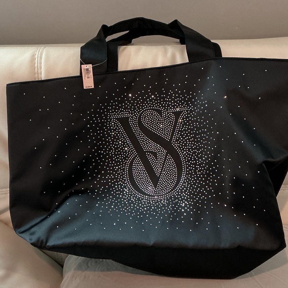 Victoria's Secret Black Tote with Crystal VS Logo